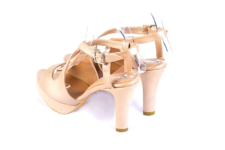 Women's powder pink elegant cross straps sandals. .  - Rear view